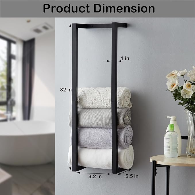 Towel Rack for Rolled Towels, Towel Rack for Bathroom, Wall Mounted Metal - Image 4