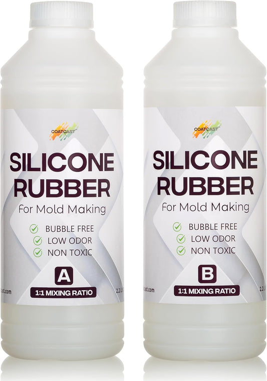 Silicone Rubber Kit 18A for DIY Mold Making (70.4 oz) - Super Elastic, Translucent, Fast Cure, Non-Toxic, 1:1 Ratio Liquid Silicone for Resin and 3D Molds (4.4 Pounds)