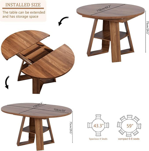 43.3in-59in Extendable Round Dining Table - Image 2