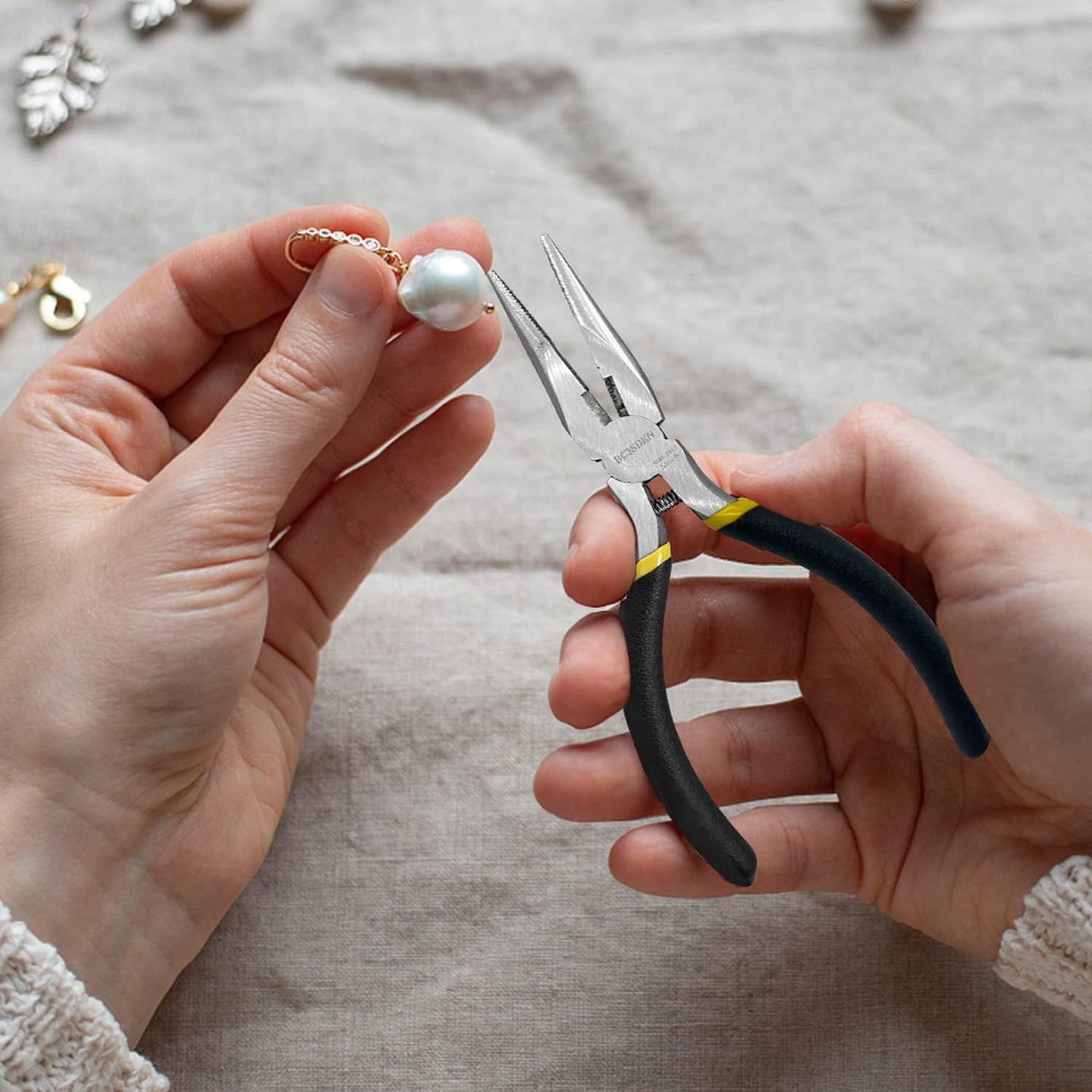 BOOSDEN 5" Small Needle Nose Pliers, Mini Needle Nose Pliers, Micro Needle Nose Pliers-5 Pack