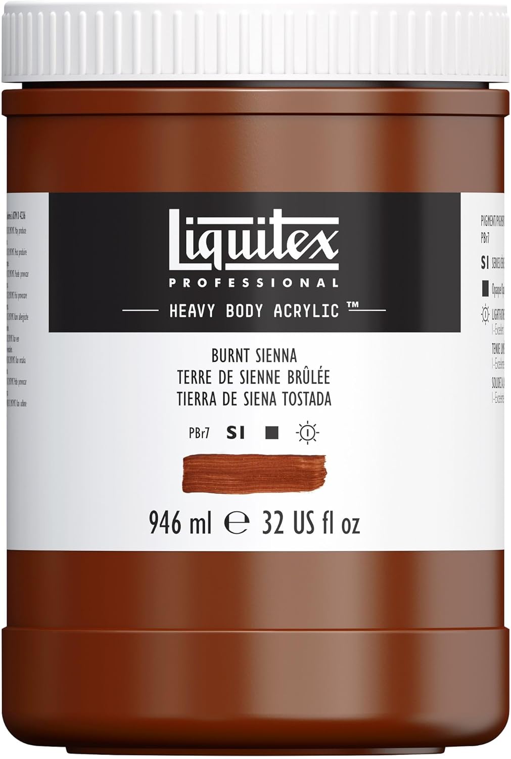 Liquitex Professional Heavy Body Acrylic Paint, 32-oz (946ml) Pot, Burnt Sienna