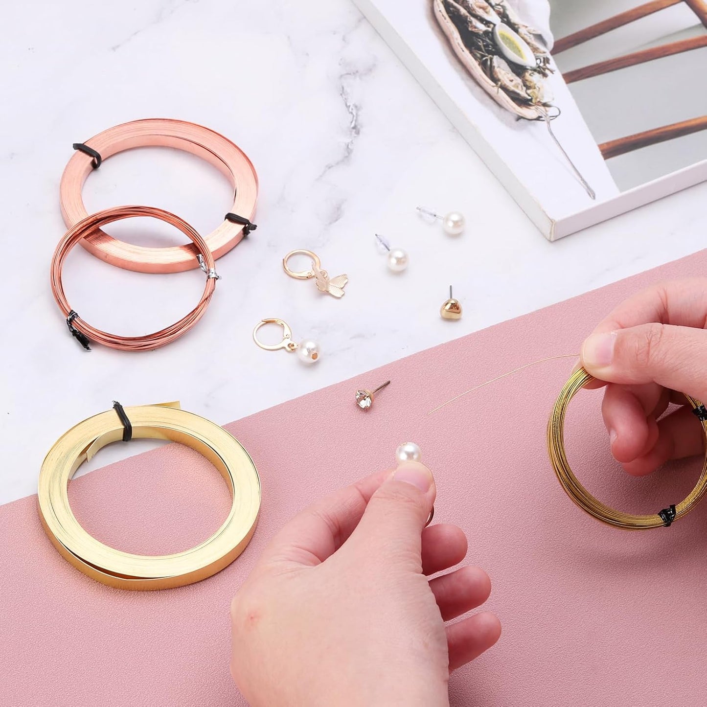 PATIKIL 19.7 Feet Brass Wire, 6mm Wide Bendable Brass Beading Wire 30 Gauge Flat Bezel for Jewelry Making DIY Sculpting Crafts