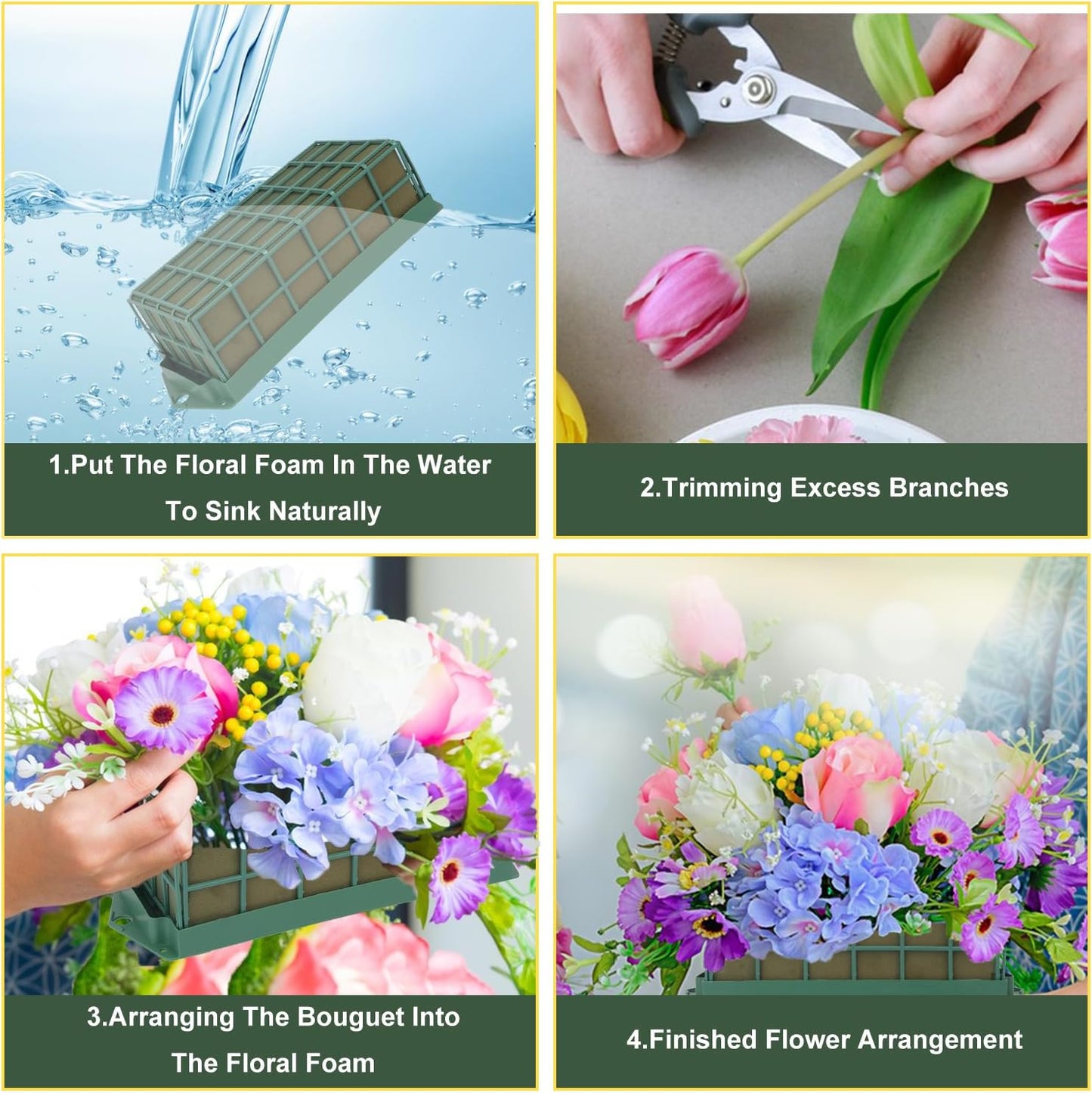 6 Pack Floral Foam Cage, Premium Floral Cage Foam Box for Fresh and Artificial Flowers – Perfect for Wedding, Home and Garden Decorations(11.8 x 4.7 x 3.15 inch)