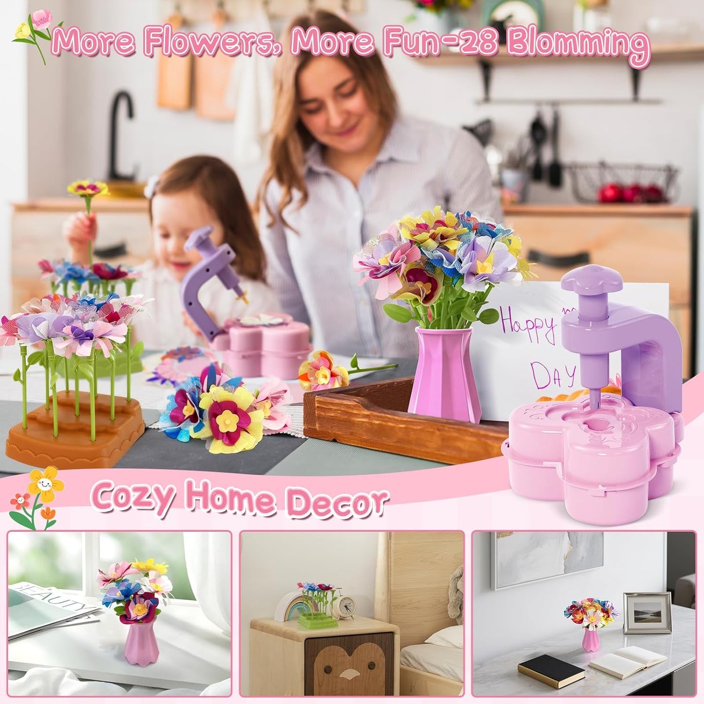 JUMP PASS BY DIY Fabric Flower Bouquets Toys for Kids Refill Kit - Arts & Crafts Toy Accessories-Flower Press Kit Accessories