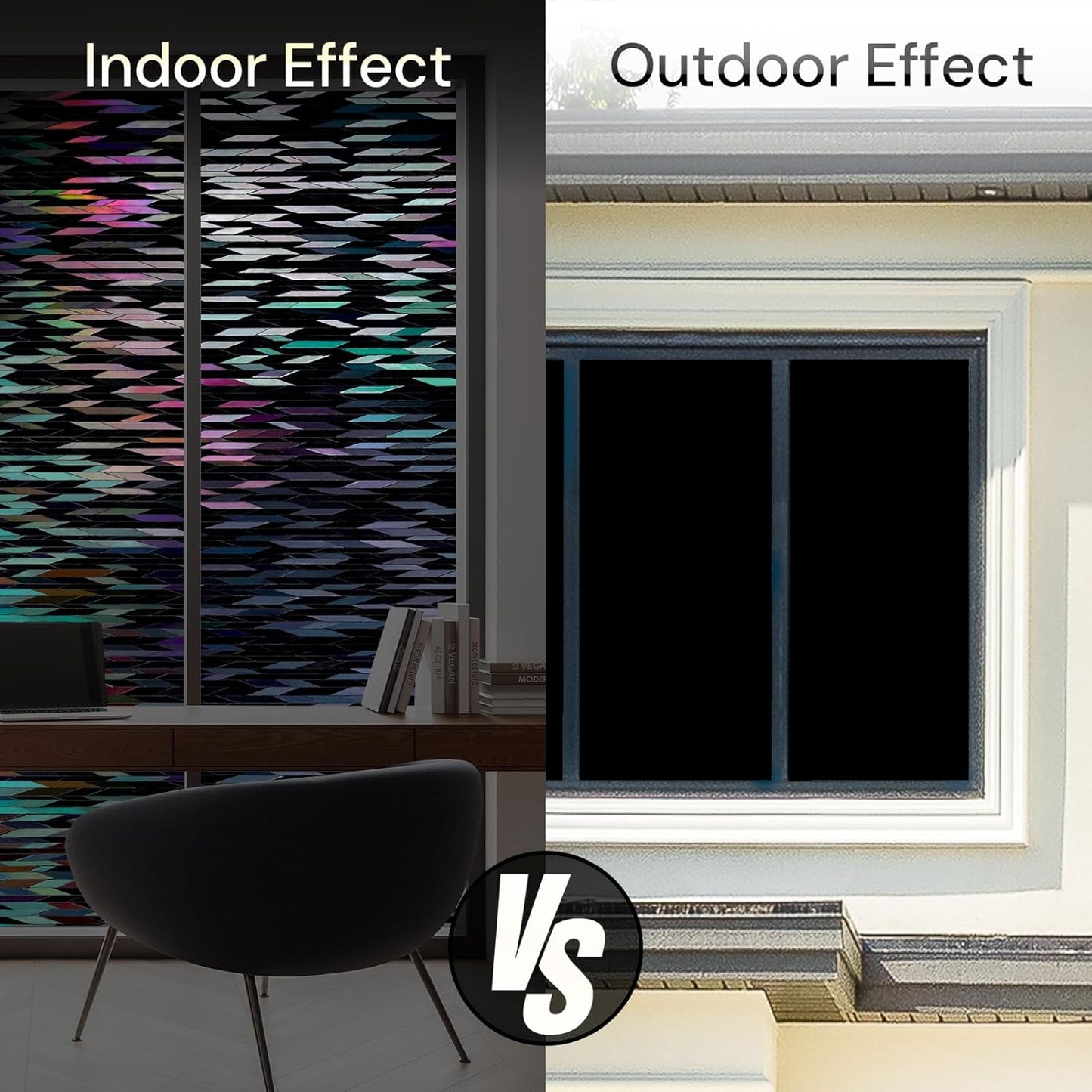 rabbitgoo Window Privacy Film, Total Blackout Window Film, Stained Glass Heat Control Glass Thermal Sticker, Room Darkening Door Cover, Anti-UV Privacy Cling with Installation Tools, 35.4" x 78.7"