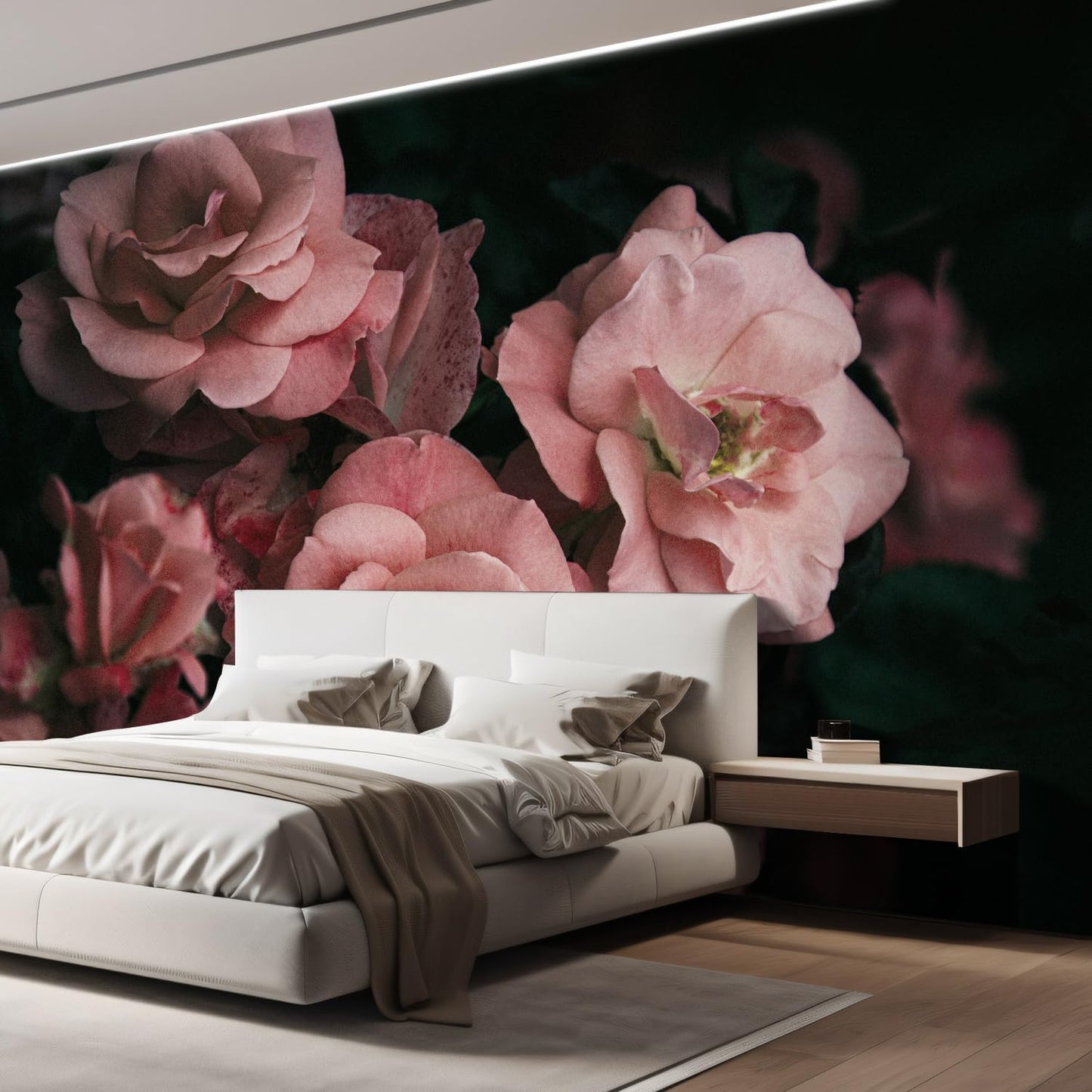 wall26 Wall Sticker/Wall Mural Dark Rose Flower Blossoms Nature Wilderness, Not Peel and Stick, Non-Woven Wallpaper Decorative for Bedroom, Living Room,Office - 132x144 inches