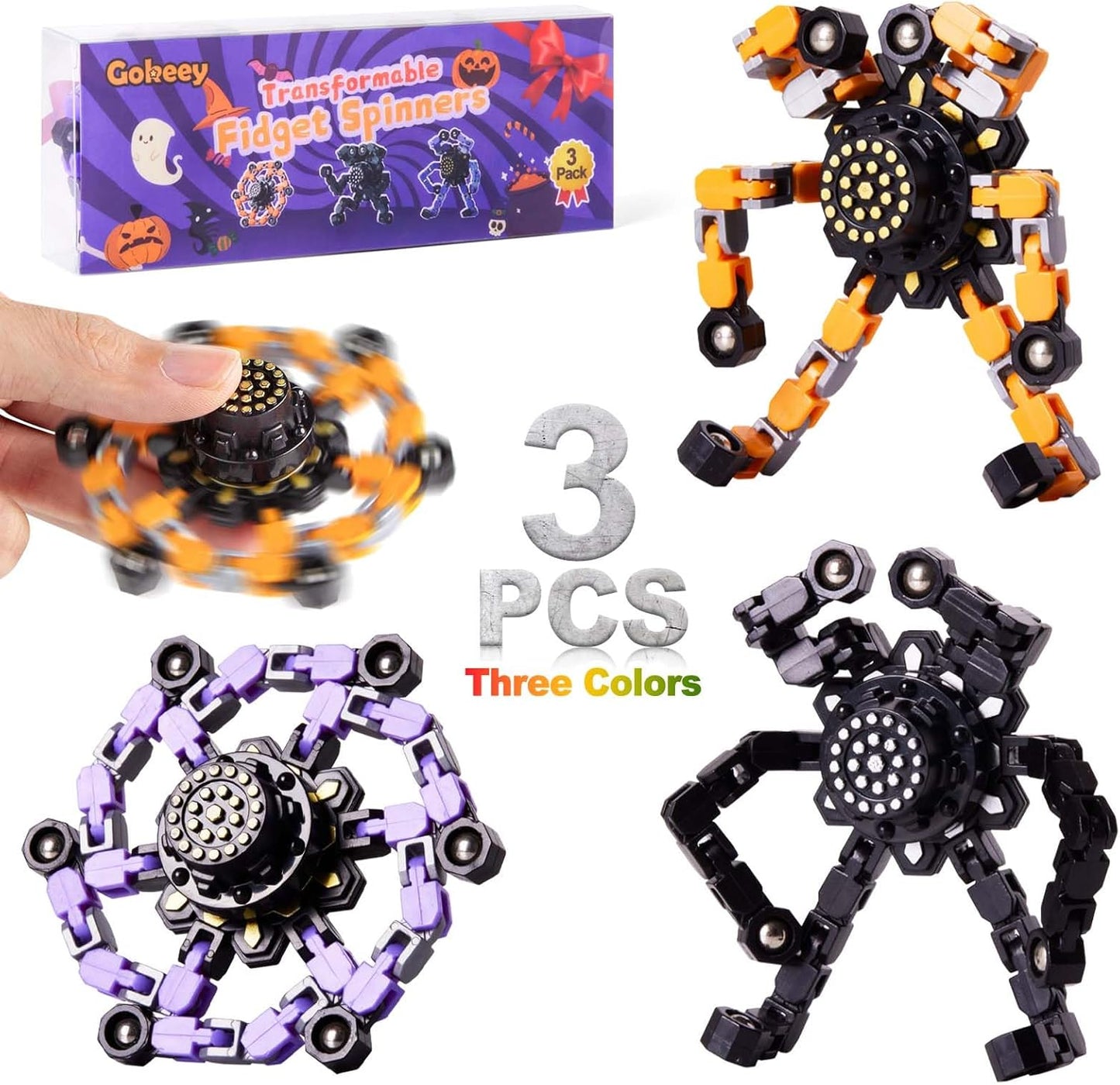 Fidget Spinners for Boys Girls Sensory Toys for Stress Relief and Anxiety for Kids 4-8 8-12 Stocking Stuffers for Adult Party Favors Birthday Gifts 3PC