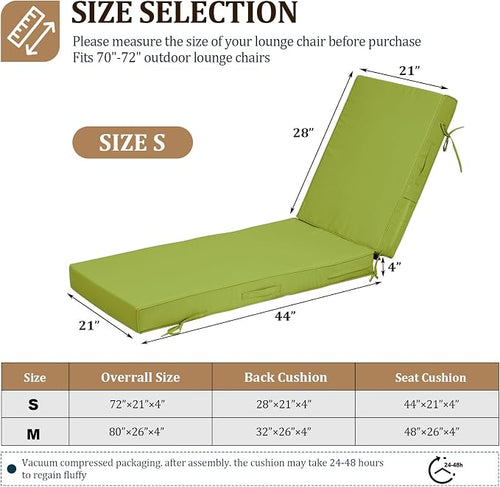 72x21x4in Lounge Cushions for Outdoor Furniture, Outdoor Lounge Chair Cushions - Image 2