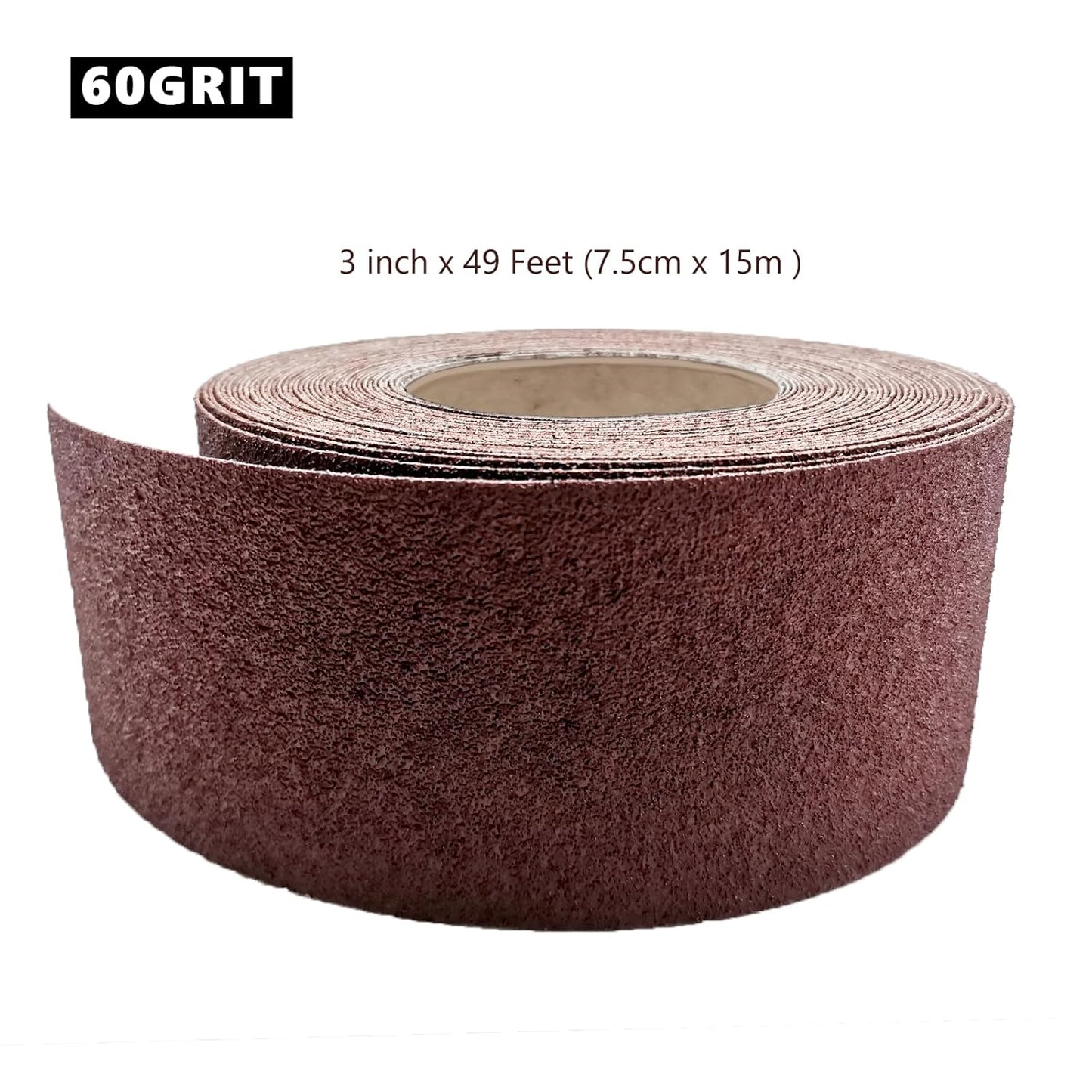 60 Grit Sandpaper Roll, 3 Inch x 49 Feet Emery Cloth Roll Aluminum Oxide Abrasive Paper Roll Continuous Sandpaper for Metalworking, Woodworker, Furniture Repair, Sanding Automotive Plumbing