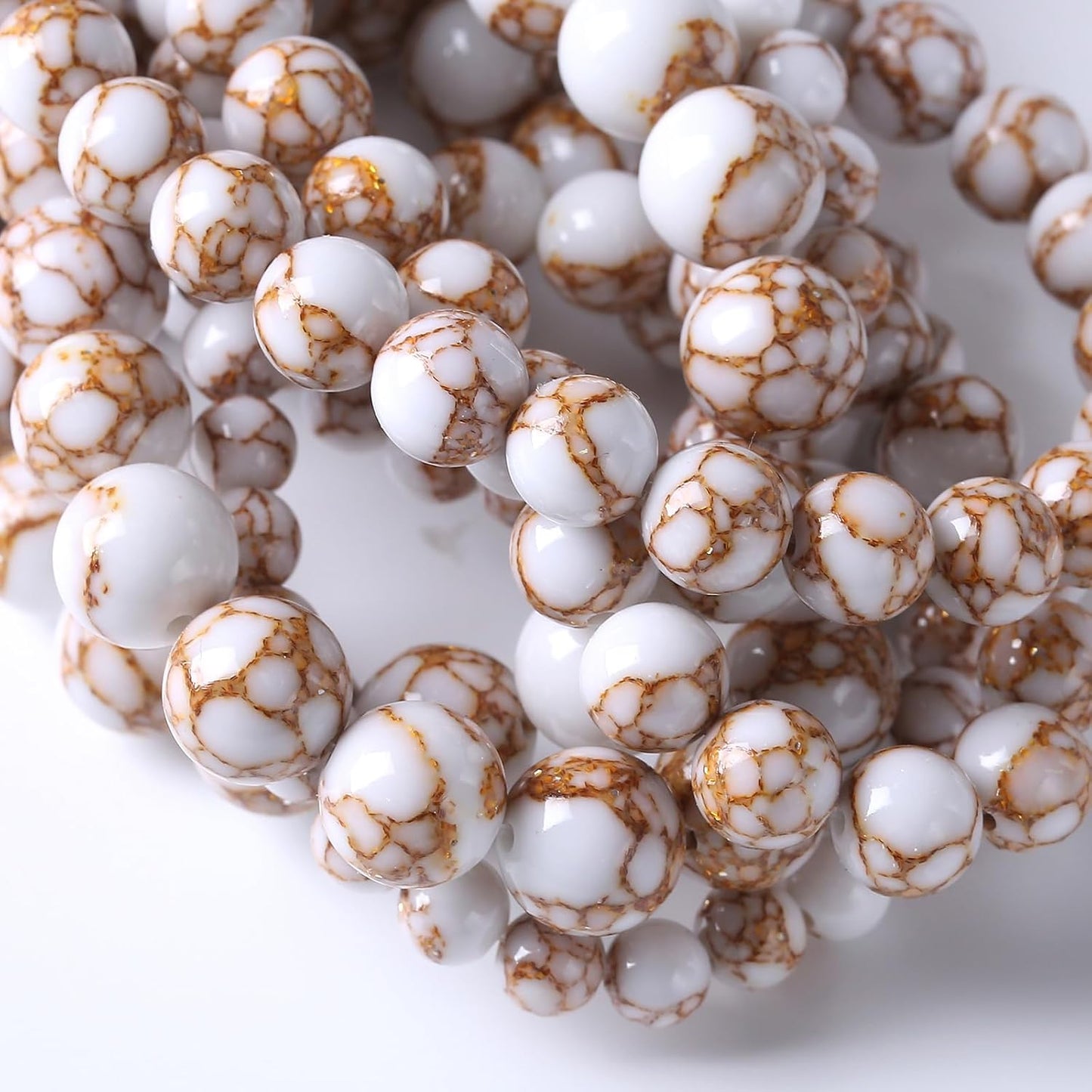36pcs 10mm White Howlite Spun Gold Stone Beads for Jewelry Making Natural Stone Energy Healing Beads DIY Bracelet Necklace 15" (10mm, White Howlite Spun Gold Stone)