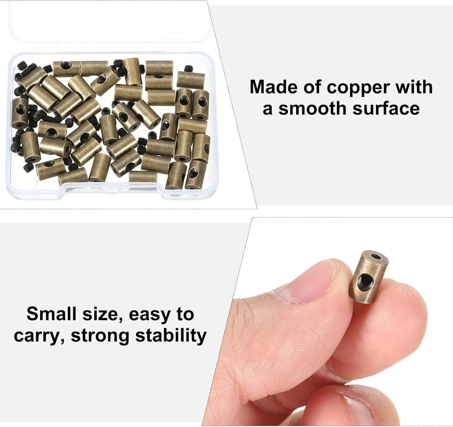 MECCANIXITY 40 Pcs Metal Locking Pin Backs, Locking Pin Keepers Clasp 9mm(H) with 4 Wrench Replacement in Storage Case for Badge, Brooch, Copper Tone