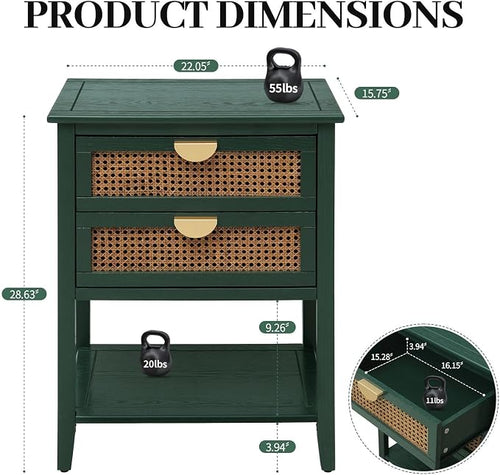 22" Green Accent Side Cabinet, Boho Storage Cabinet - Image 2