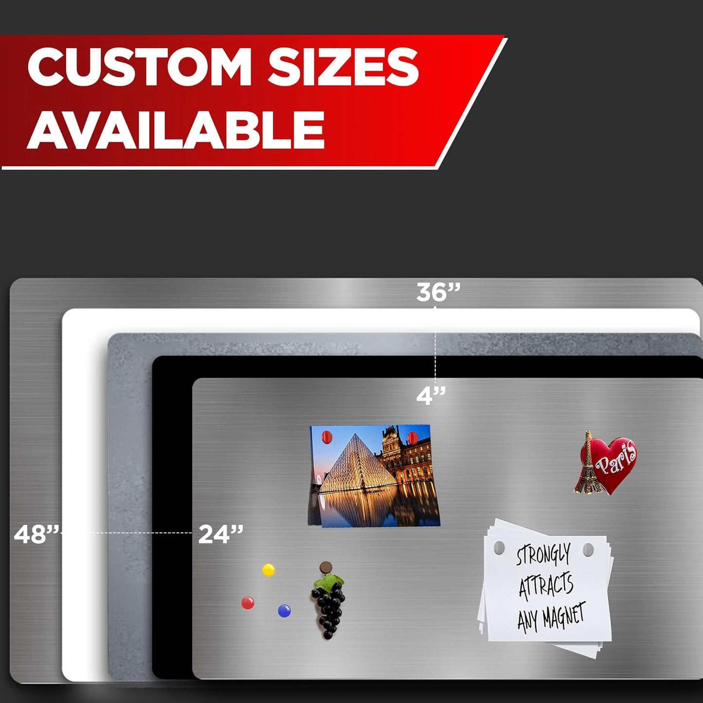 Diamond Life Magnetic Board - Memo & Vision Board for Home, School & Office - Magnet Board for Kids - Pre-drilled Mounting Screws Included (Stainless Steel 16"x24")