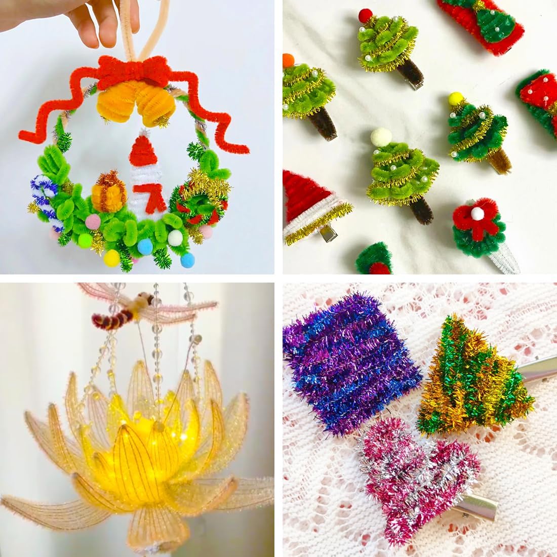 Eppingwin 200pcs Pipe Cleaners, Glitter Pipe Cleaners Craft Supplies, 10 Colors Chenille Stems for DIY Arts Crafts Project