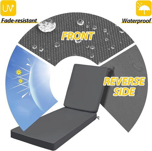 AAAAAcessories Outdoor Chaise Lounge Cushions, Fade-Resistant, Waterproof Patio - Image 2