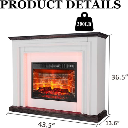 44" LED Lights Electric Fireplace - Image 2
