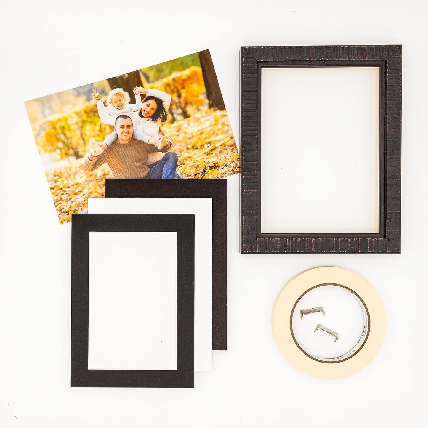 5x7 Mat for 8.5x11 Frame - Precut Mat Board Acid-Free Show Kit with Backing Board, and Clear Bags Textured Black 5x7 Photo Matte Made to Fit a 8.5x11 Picture Frame Matboard for Framing, Pack of 1 Mat