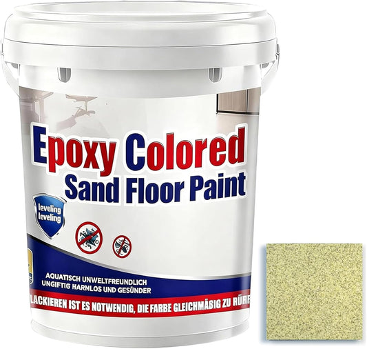 Epoxy Colored Sand Floor Paint, Epoxy Floor Paint for Concrete, High Gloss Marble Effect Coating, Waterproof Non-Slip Concrete Paints, Suitable for Indoor/Outdoor Use (Yellow,64 oz/2 kg)