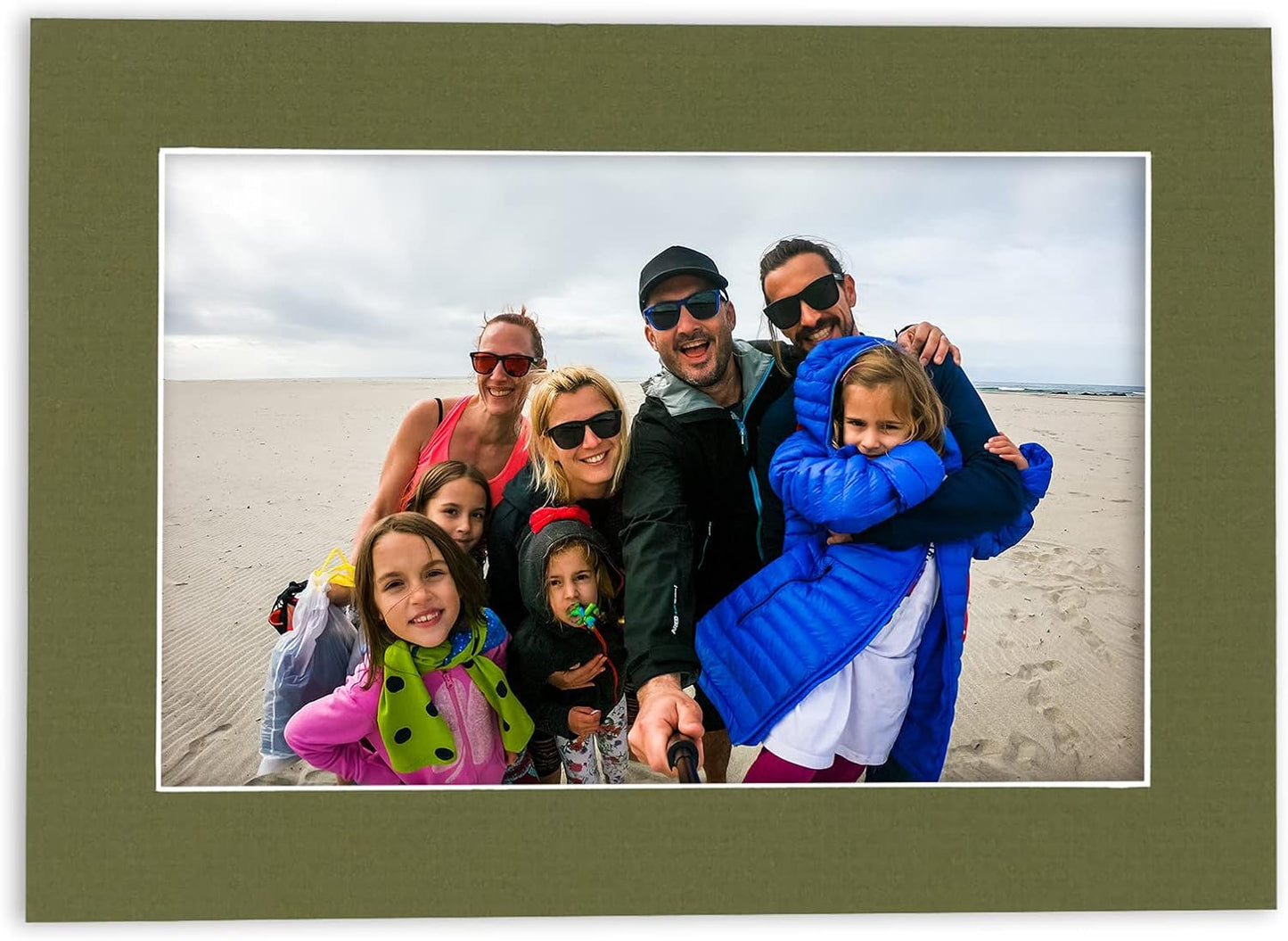 Pack of 25 Acid Free 8.5x11 Mats Bevel Cut for 7x9 Photos - Dill Green Precut Matboards With Backing Boards and Clear Photo Mat Bags For Pictures, Photos, Framing - 4-ply Thickness