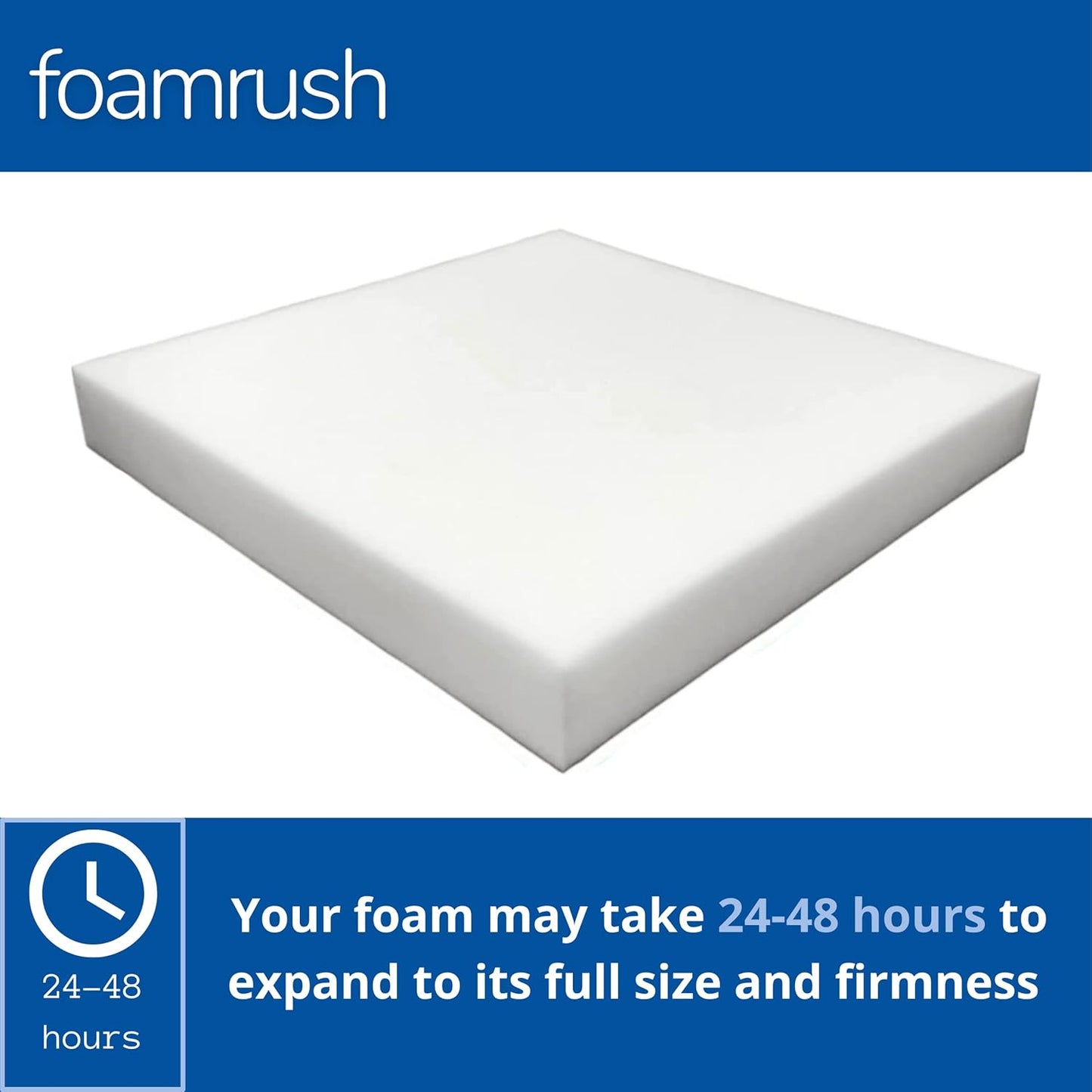 FoamRush 4" H x 24" W x 24" L Upholstery Foam Cushion High Density (Square Foam for Dining Chairs, Chair & Wheelchair Seat Cushion Replacement)