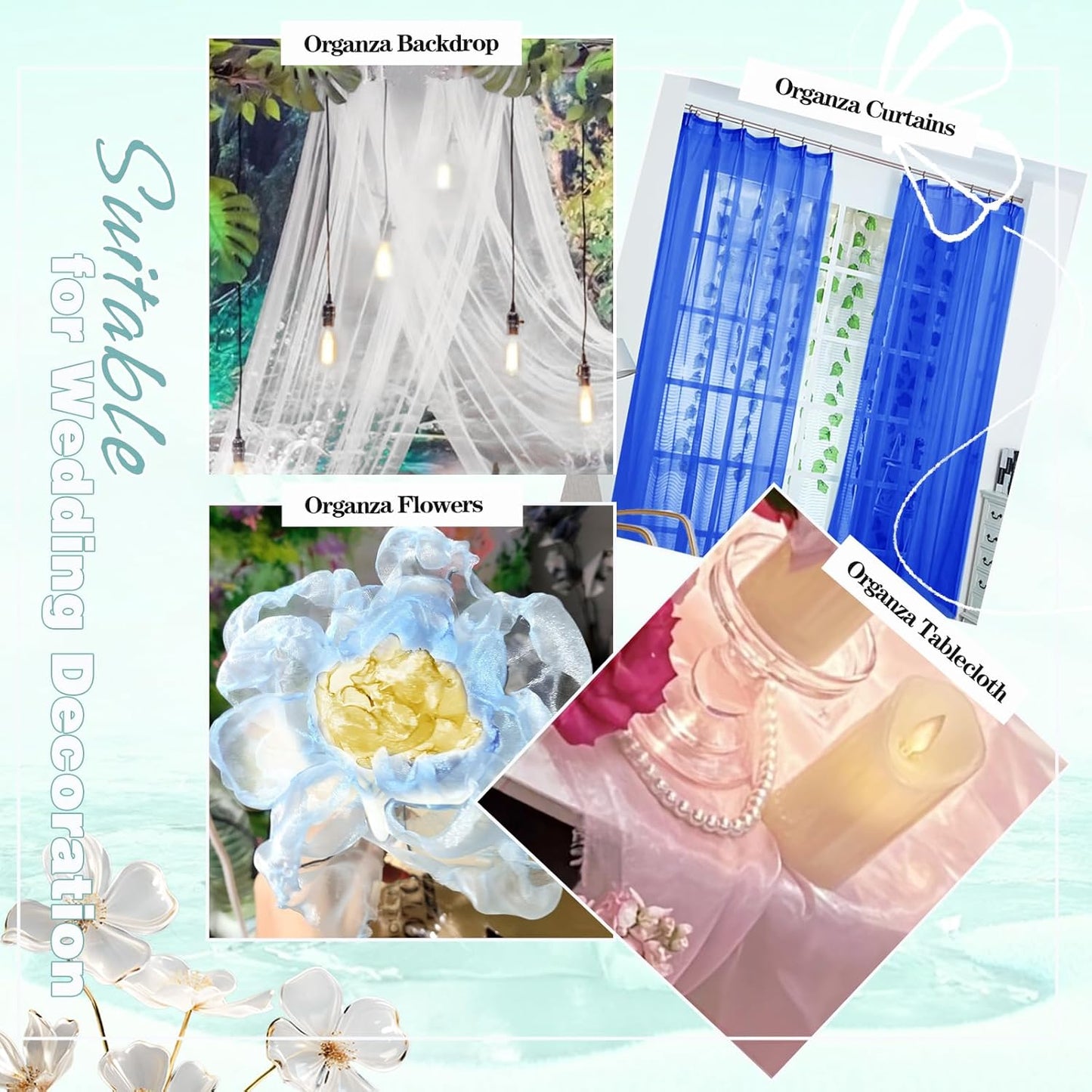 VACVELT Sheer Organza Fabric by The Yard, 60 Inch Wide Black Organza Fabric Bolt Bridal Sheer Tulle Fabric, Silk Organza Fabric Roll for Wedding Party Decorations Backdrop Curtain (1 Yard)