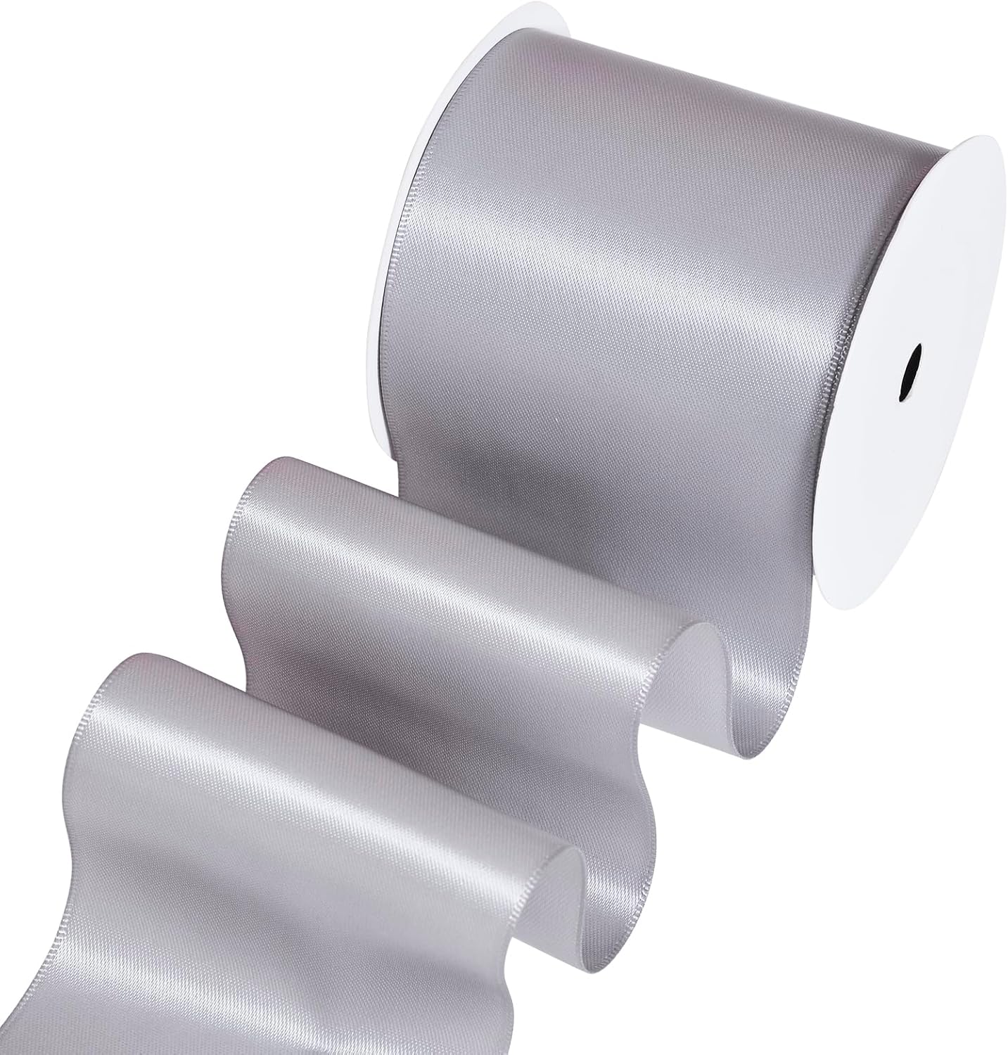 YAMA Silver Double Faced Satin Ribbon, 3 Inch 10 Yards, Great for Crafts Bows Flower Bouquet Wedding Home Decor Gift Wrapping