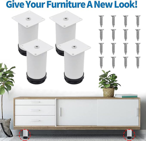 4 Inch Metal Furniture Legs Stainless Steel Adjustable Legs White Metal Legs - Image 2