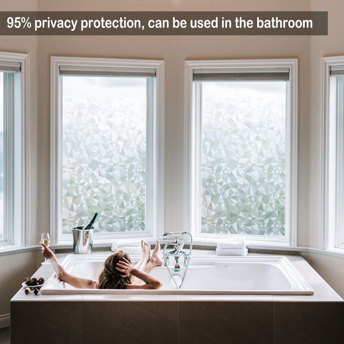 NIVIY 3D No Glue Static Cling Window Films Privacy Cut Glass Window Sticker for Bathroom Office Kitchen Window Decor 17.7"x 78.7"