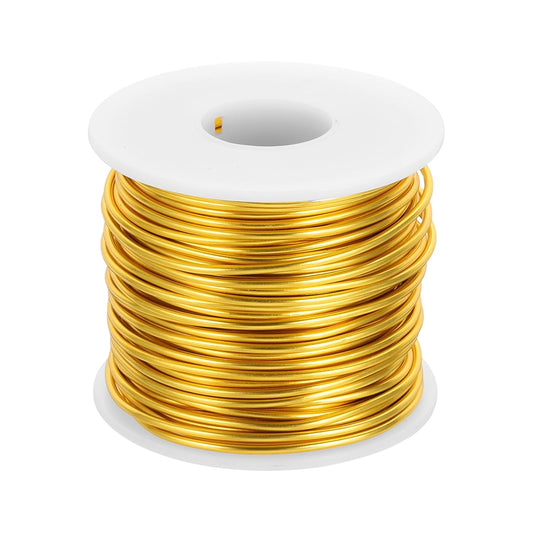MECCANIXITY 12 Gauge Anodized Aluminum Craft Wire Bendable Bonsai Training Wire 98 Feet 2mm for Sculpting Crafts Wreath Floral Beading Jewelry Making, Gold Tone