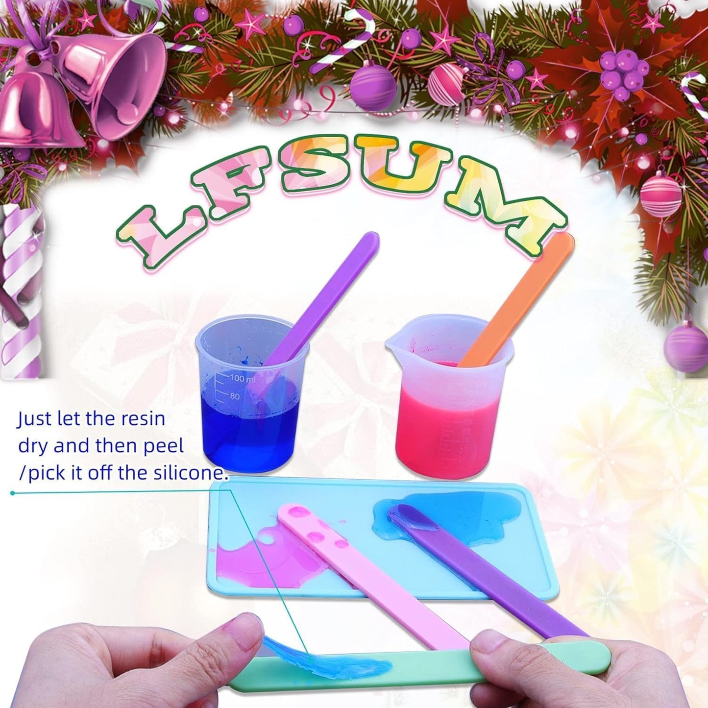 4 PCS Silicone Stir Sticks, Reusable Silicone Popsicle Sticks for Mixing Resin, Epoxy, Liquid, Paint, Making Glitter Tumblers(4-Silicone Stir Stick)