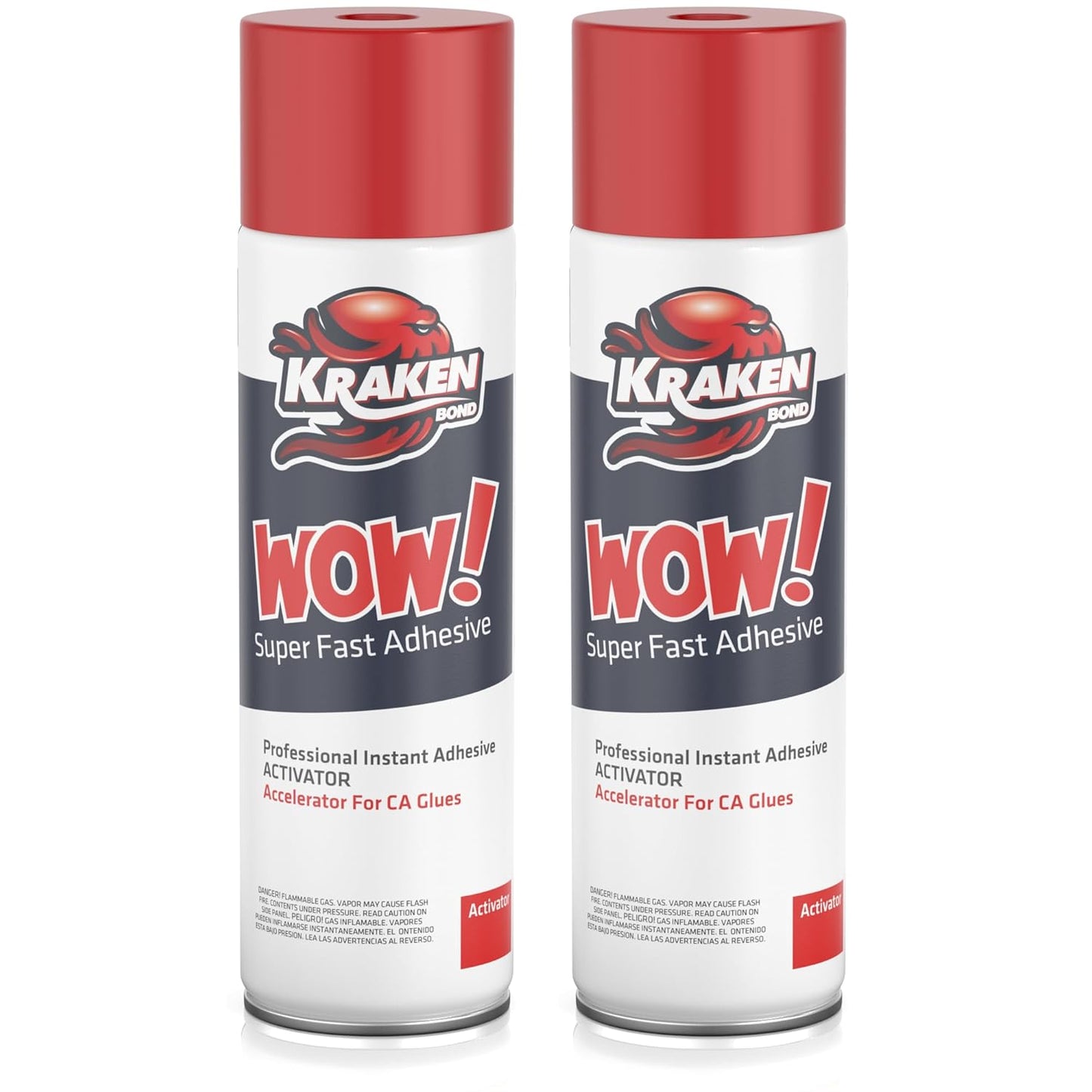 KRAKEN BOND Wow! Spray Adhesive Activator(2X16.9 Oz.) - Cyanoacrylate Super Glue Accelerator Spray for Plastic, Metal, Wood & PVC, CA Glue Activator | 2 Pack