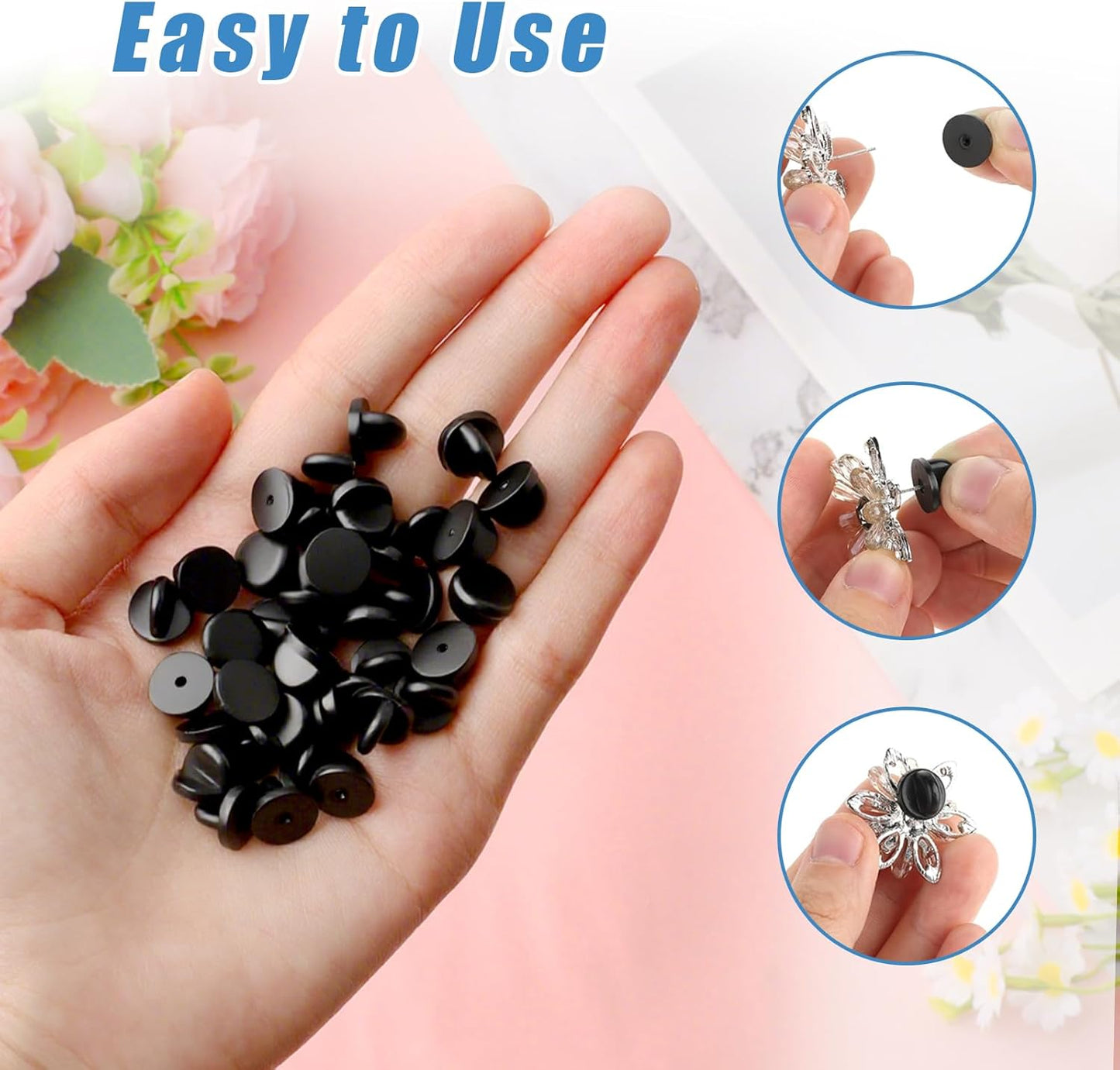200 Pcs Black Rubber Pin Backs, Enamel Pin Backs, PVC Rubber Lapel Pin Backs, Secure Pin Backings for Replacement Uniform Enamel Pins