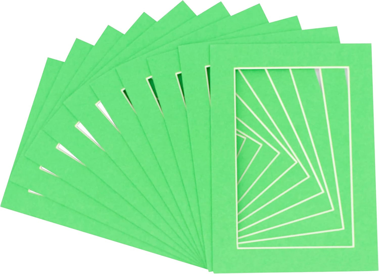 5x7 Mat for 8.5x11 Frame - Precut Mat Board Acid-Free Bright Green 5x7 Photo Matte For a 8.5x11 Picture Frame, Premium Matboard for Family Photos, Show Kits, Art, Picture Framing, Pack of 100 Mats