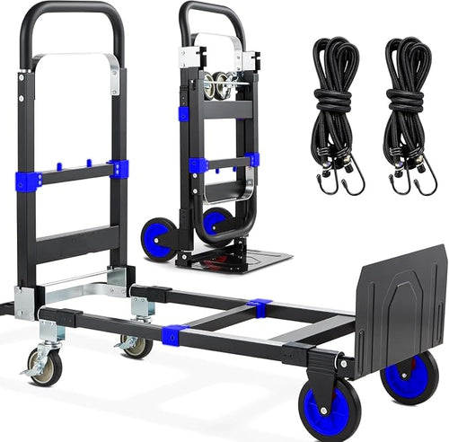 3-in-1 Folding Hand Trucks, 600Lbs Convertible Hand Truck Dolly, Heavy Duty by COOCHEER