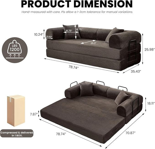 79'' Convertible Sofa Bed, Folding Sleeper Couch - Image 2
