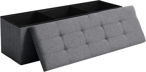 45.3 Inches Storage Ottoman Bench Foldable Seat Footrest Shoe Bench End of Bed by CUYOCA-MakeYouFeelComfort