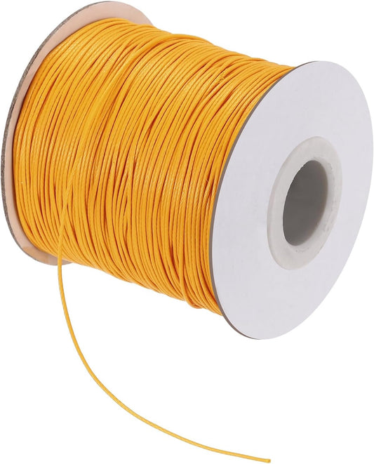 MECCANIXITY Waxed Cord 0.5mm Waxed Polyester Cord 175 Yard Wax String for Bracelet Making, Necklaces, Beading, Jewelry Making and DIY Crafts(Golden Yellow)