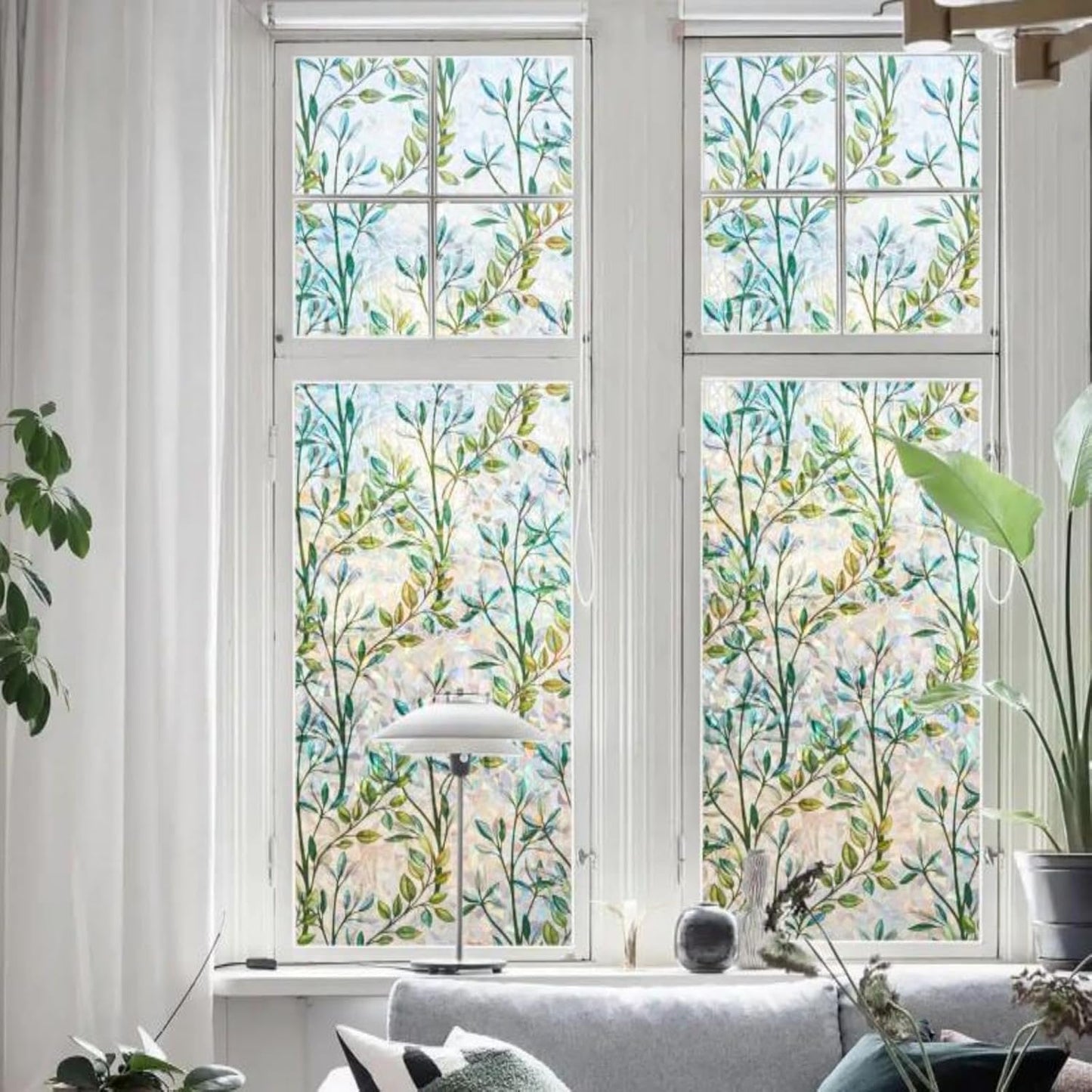 Finnez Window Privacy Film 3D Static Cling Window Film, No Glue Heat Control & 96% UV Blocking for Home Office, Decorative Frosted Glass Cover 11.8 Inch x 13.1 Feet