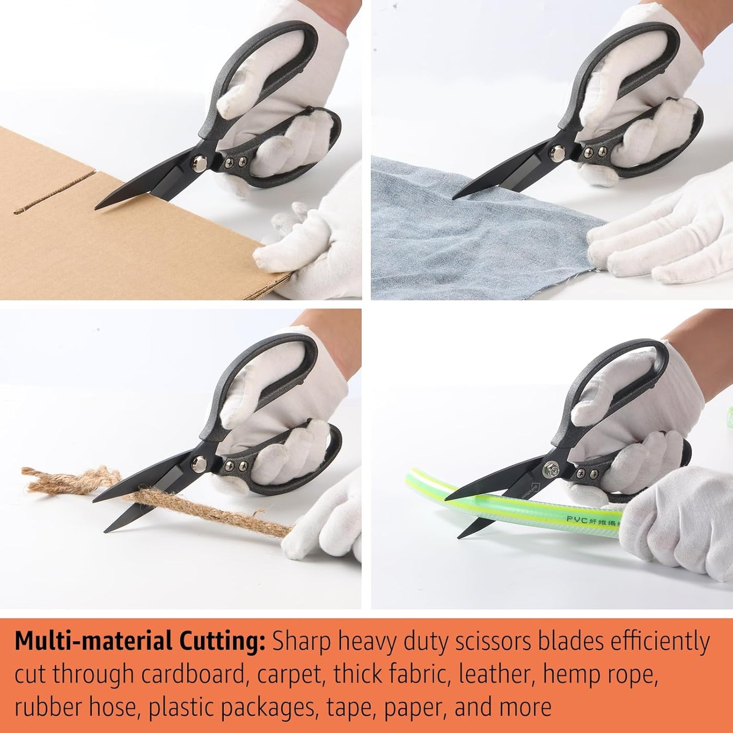 Heavy Duty All Purpose Scissors, Stainless Steel Blades, Frosted Gray Comfort Grip Handle, 8.5 Inch Professional Multipurpose Utility Sharp Shears for Kitchen, Garden, Office, Craft, Sewing