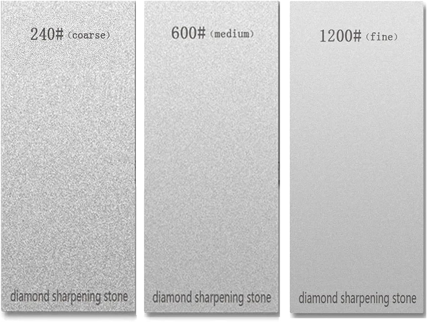 3 PCS Diamond Sharpening Stone Diamond Knife Sharpener Plate Honing Whetstone for Knives Chisel (240#+600#+1200#)
