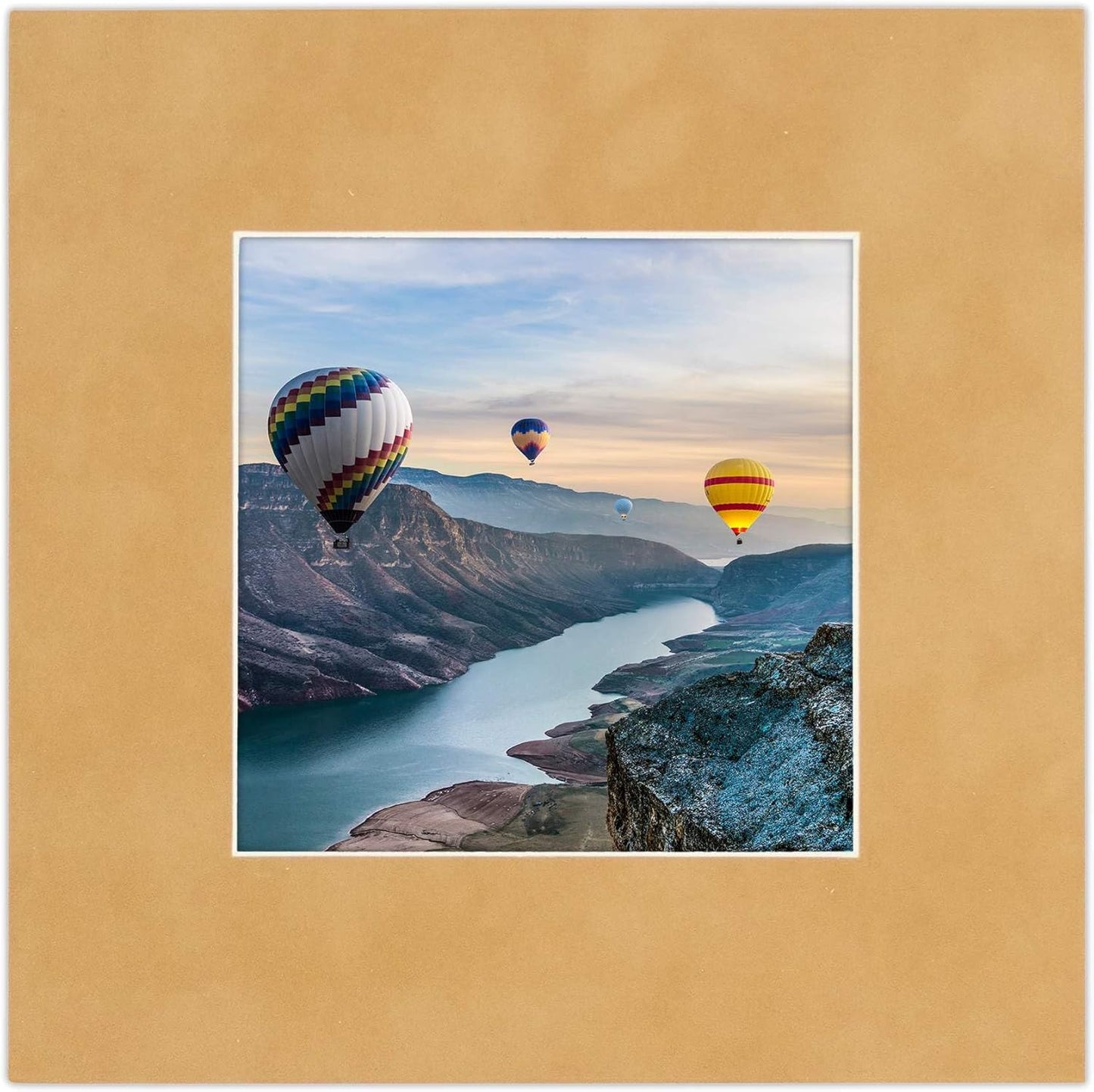 8x10 Mat Bevel Cut for 6x8 Photos - Acid Free Beige Suede Precut Matboard with Backing Board and Crystal Clear, Self Seal Photo Mat Bag - for Pictures, Photos, Framing - 4-ply Thickness