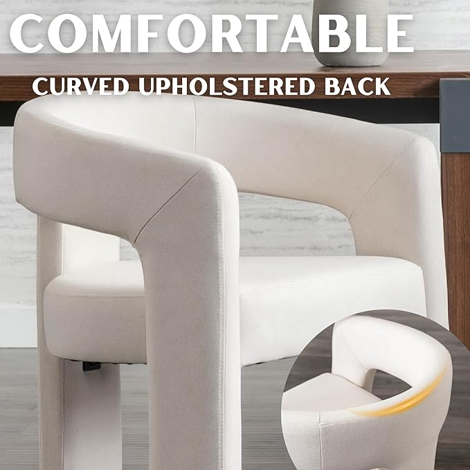 RIVOVA Modern Barrel Dining Chairs Set of 5, Linen Upholstered Accent Side Chair - Image 4
