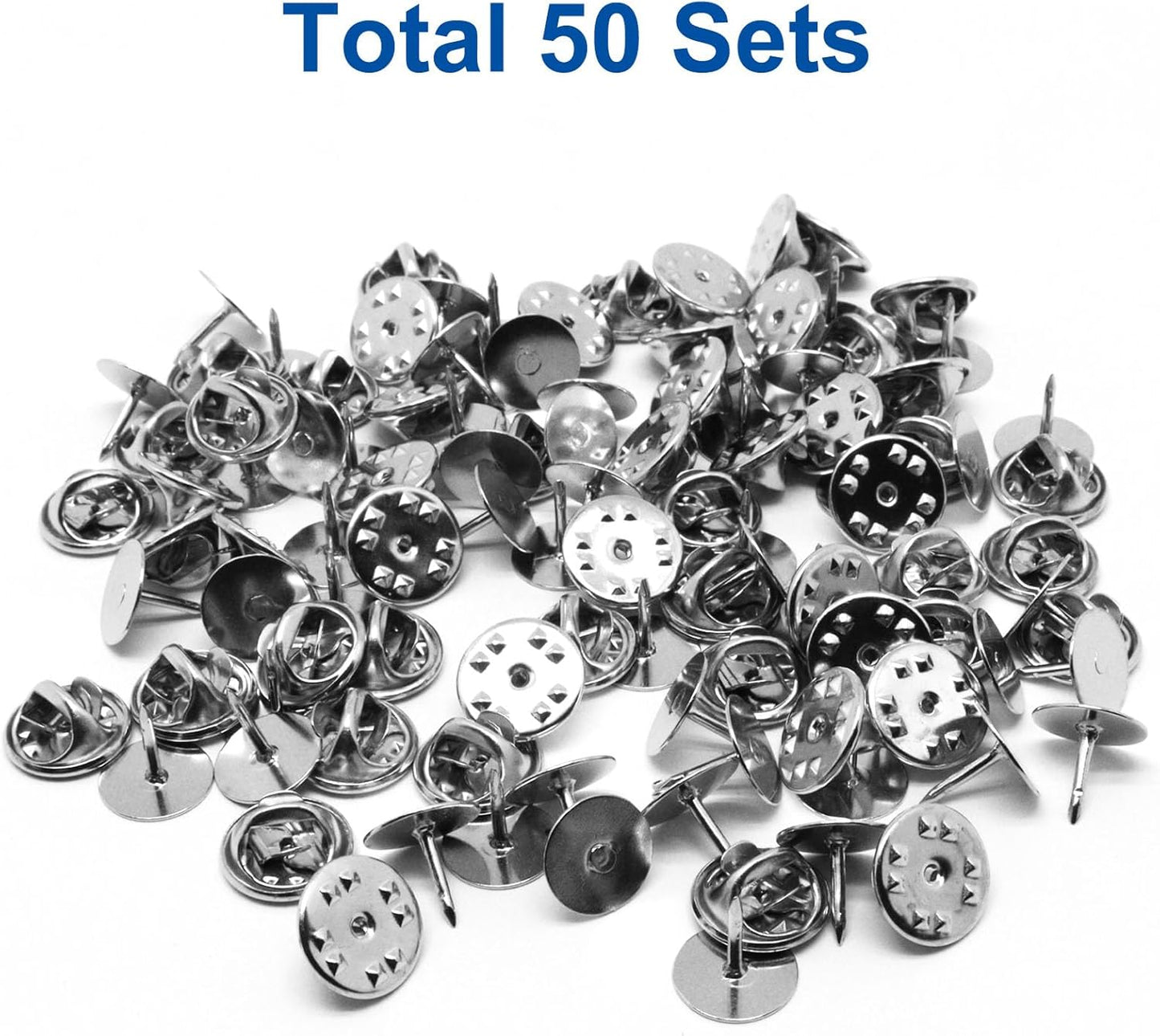 50 Set Pin Backs, Blank Pins Scatter Butterfly Clutch Pin Holder Enamel Pin Locking Backs Tie Tacks Jewelry Pin Backings Clasp for Brooch Lapel Hat Uniform Badges Tie Tack (10mm, Silver)