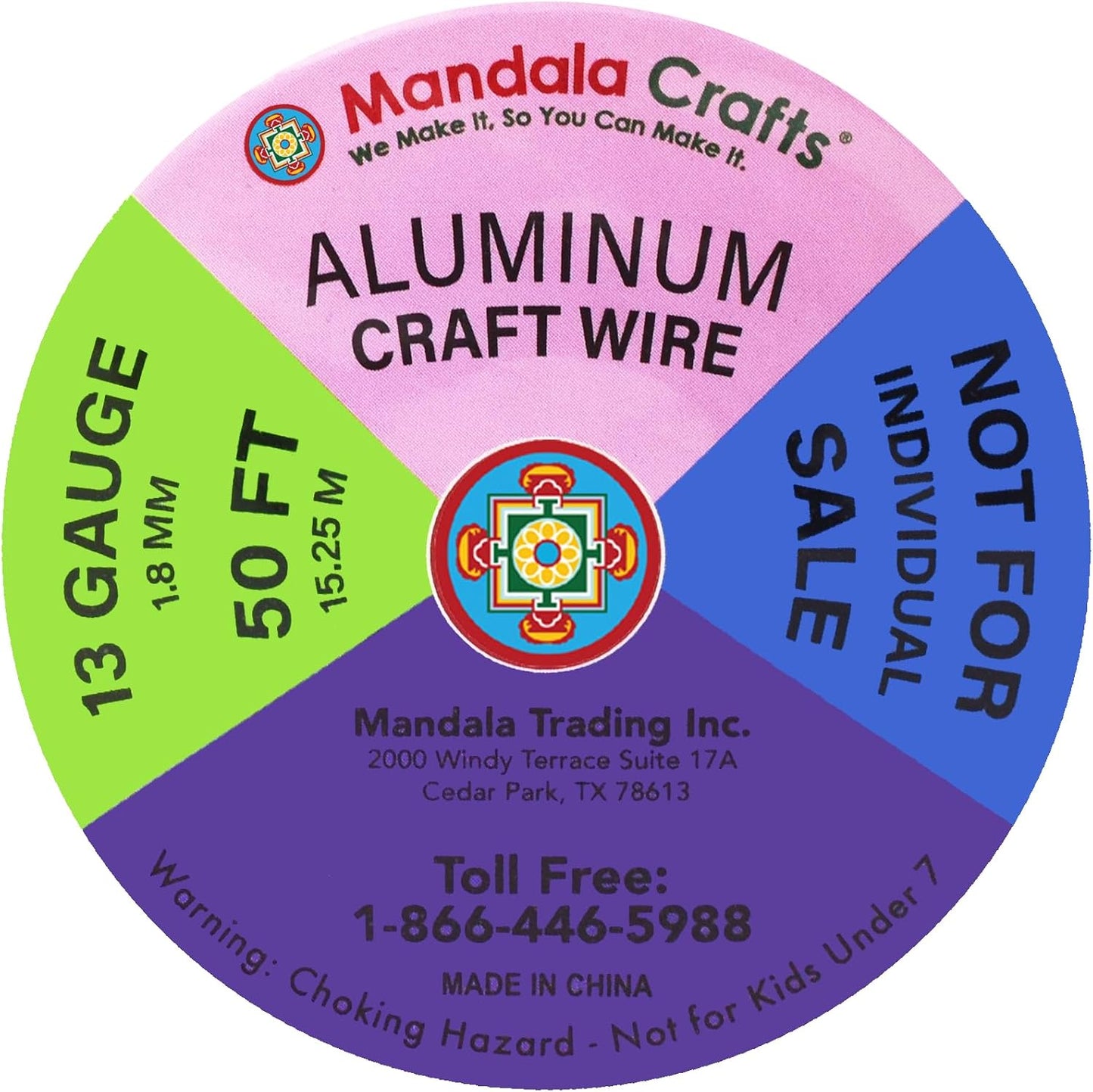 Mandala Crafts 13 Gauge Anodized Aluminum Craft Wire for Jewelry Making - 300 FT Colored Flexible Silver Black Gold Purple Red Kelly Green Wire - Bendable for Bonsai Armature Crafting Sculpting