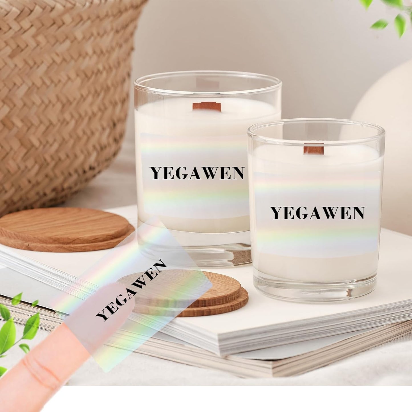 3x2 Inch Transparent Holographic Thermal Labels Stickers, Clear Self-Adhesive Direct Thermal Labels, Perforation Line Design& Waterproof- 200 Sheets