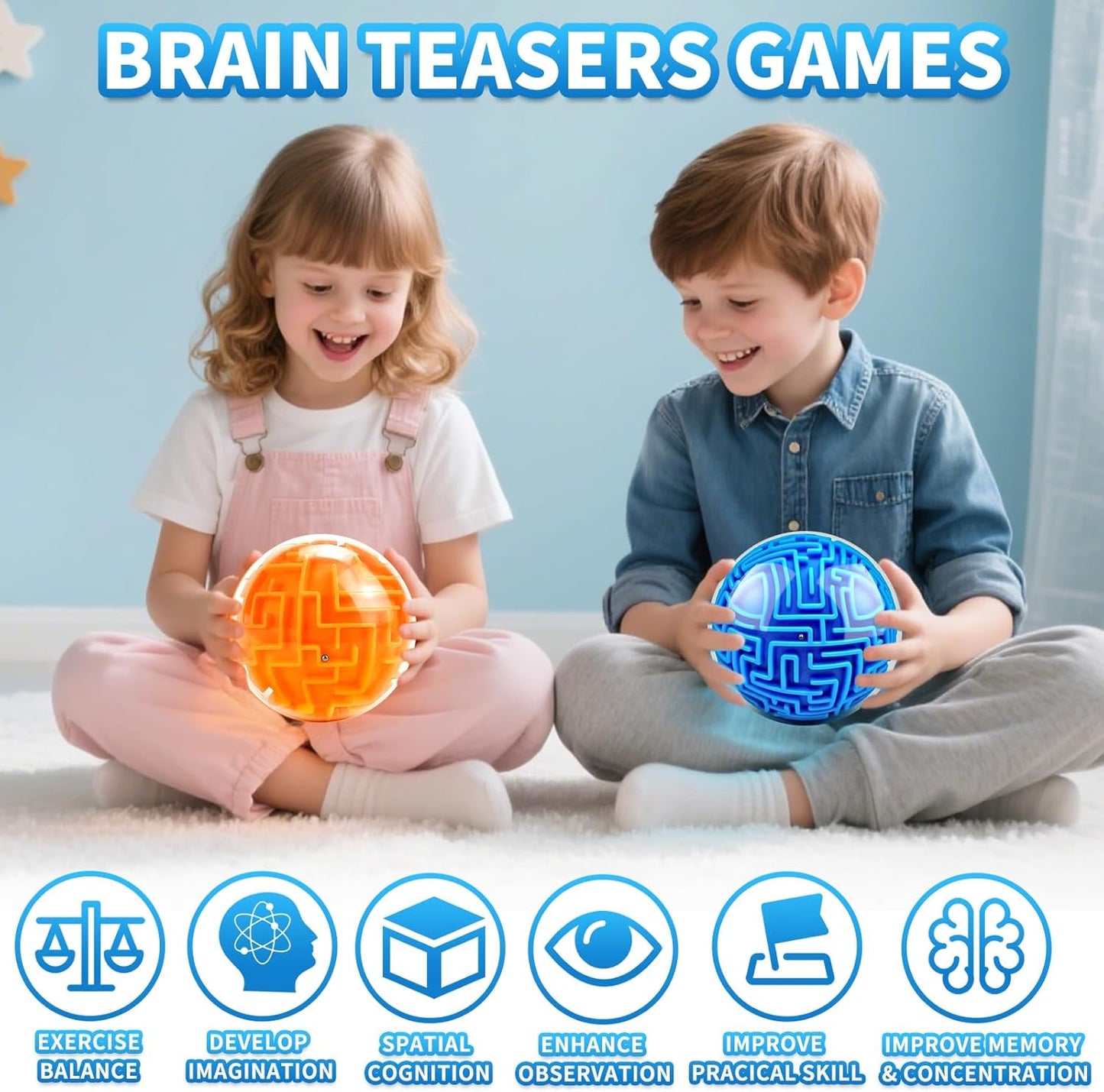 YongnKids 4 Pack 3D Puzzle Maze Ball Toys| Brain Teaser Puzzles Maze Game for Adults & Kids Ages 8-12 13+ Gifts, Games for Adults and Family Best- Easy & Medium & Hard Challenges