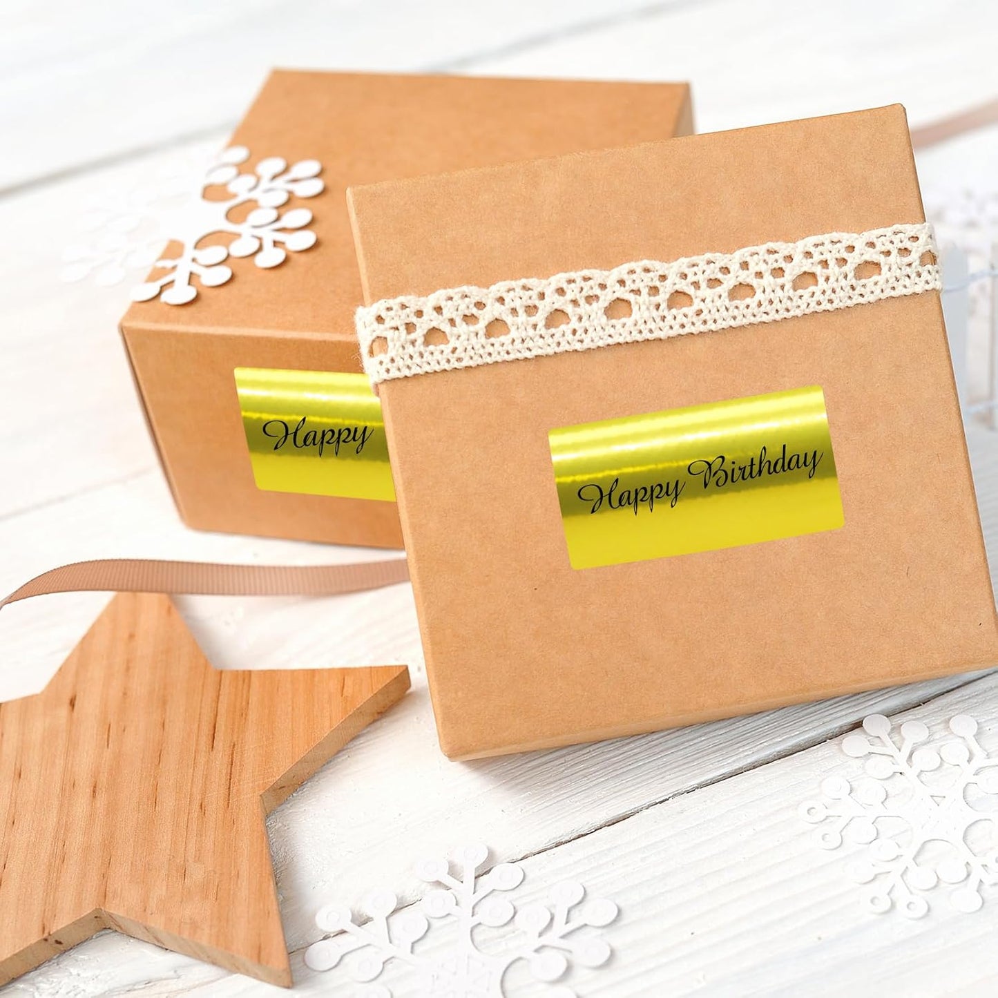 1" x 2" Gold Thermal Label Stickers,Waterproof Thermal Printer Sticker Labels for Gift Wrapping, Self-Adhesive Name Price Tag DIY Custom Logo Design (500 pcs,Gold)