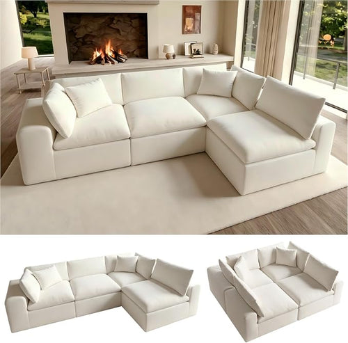 130" Modern Boneless Cloud Couch, Sectional Couches by Domiqut