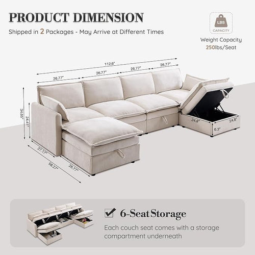 112.6" Modular Sectional Cloud Couches - Image 2