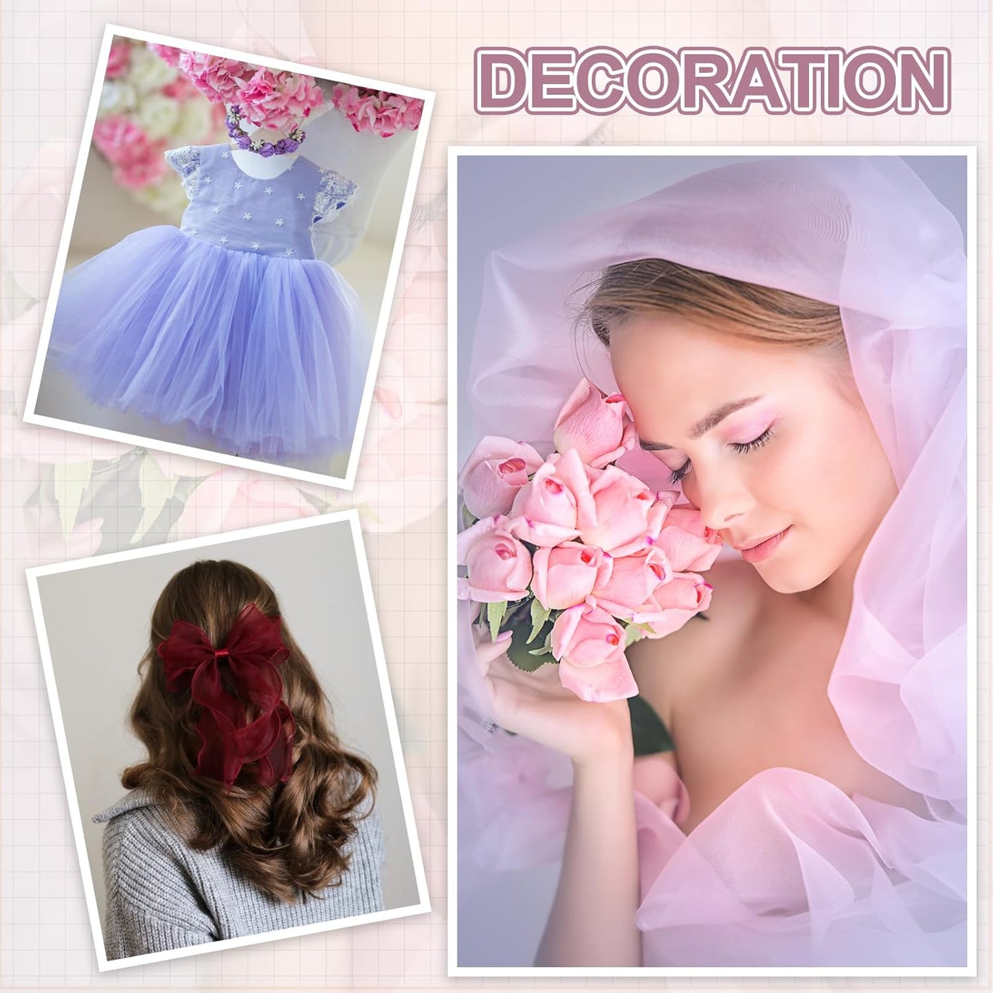 MECCANIXITY Iridescent Sheer Organza Fabric, 10 Yards x 59 Inches Solid Holographic Shiny Fabric Organza Cloth for Wedding, Curtains, Costume, Photo Background, Gradient Dark Orange Red